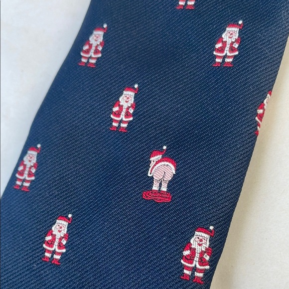 Chipmunk Creations Navy Blue and Red Patterned Santa Surprise Tie - Picture 2 of 7